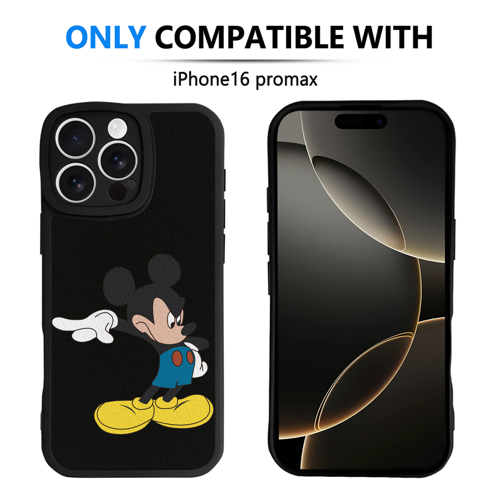 （画像用） ミッキーマウス Mickey Mouse 【iPhone 16シリーズ対応】シリコンスマホケース（レザー調） 材質：シリコン
